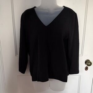 J. Crew Black V-Neck Long Sleeve Top
